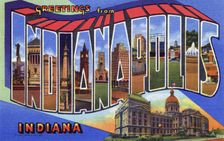 Greetings from Indianapolis, Indiana postcard, 1948