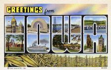 Greetings from Iowa postcard, 1940