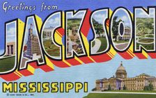 Greetings from Jackson, Mississippi postcard, 1955