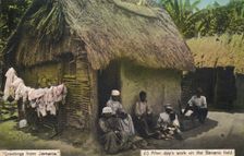Greetings from Jamaica. (1) After day's work on the Banana field early 20th century. Creator: Unknown