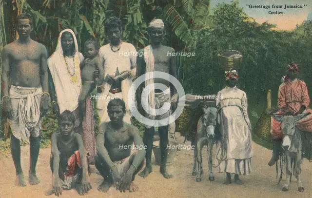 Greetings from Jamaica. Coolies', early 20th century. Creator: Unknown.