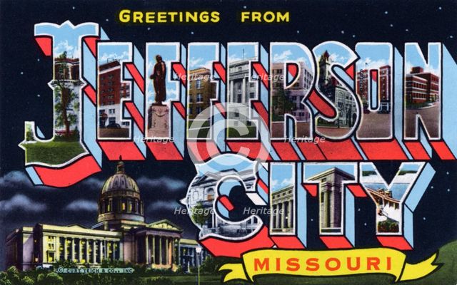 'Greetings from Jefferson City, Missouri', postcard, 1944. Artist: Unknown