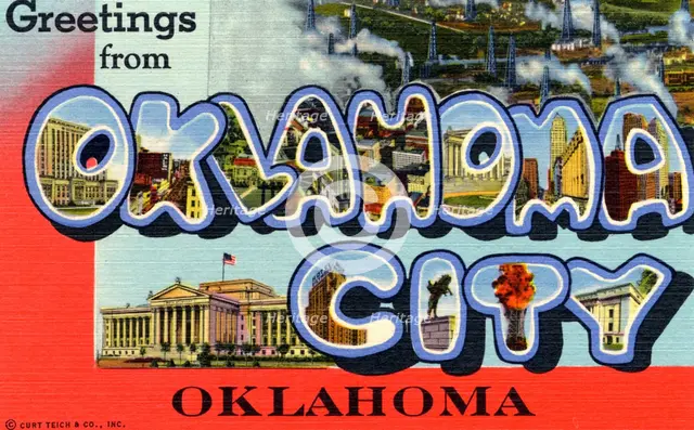 'Greetings from Oklahoma City, Oklahoma', postcard, 1944. Artist: Unknown