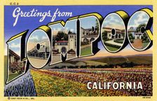 Greetings from Lompoc, California postcard, 1942