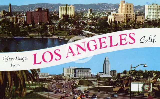 'Greetings from Los Angeles, California', postcard, 1953. Artist: Unknown