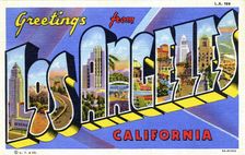 Greetings from Los Angeles postcard, 1936