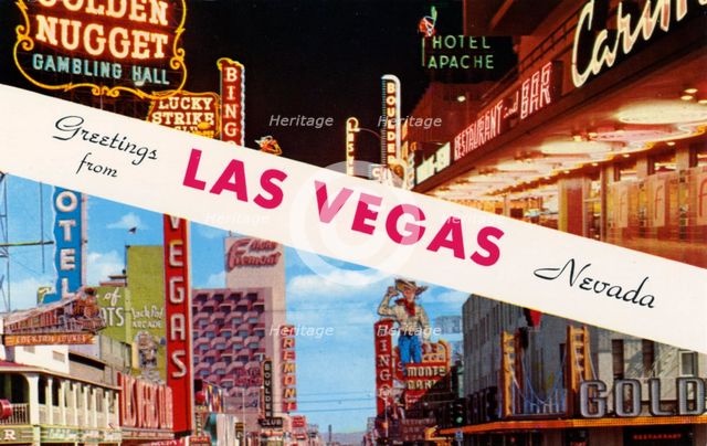 'Greetings from Las Vegas, Nevada', postcard, 1956. Artist: Unknown