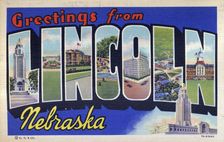 Greetings from Lincoln, Nebraska postcard, 1937