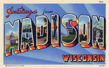 Greetings from Madison, Wisconsin postcard, 1945