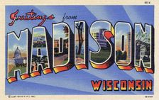 Greetings from Madison, Wisconsin postcard, 1945