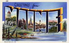 Greetings from Maine postcard, 1939