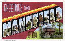 Greetings from Mansfield, Ohio postcard, 1941