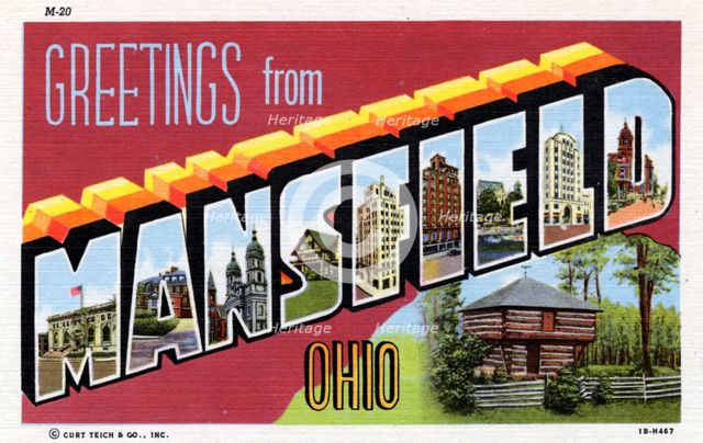 'Greetings from Mansfield, Ohio', postcard, 1941. Artist: Unknown