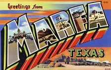 Greetings from Marfa, Texas postcard, 1943