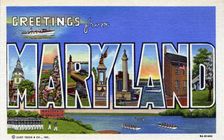 Greetings from Maryland postcard, 1939