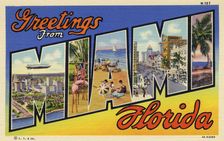 Greetings from Miami, Florida postcard, 1934