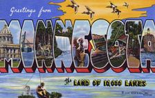Greetings from Minnesota, the Land of 10,000 Lakes postcard, 20th century