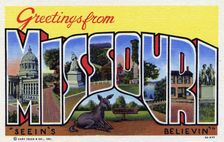 Greetings from Missouri postcard, 1939