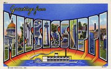 Greetings from Mississippi postcard, 1939