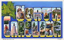 Greetings from North Carolina postcard, 1938