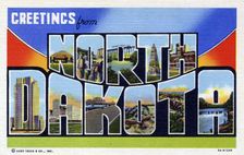 Greetings from North Dakota postcard, 1939