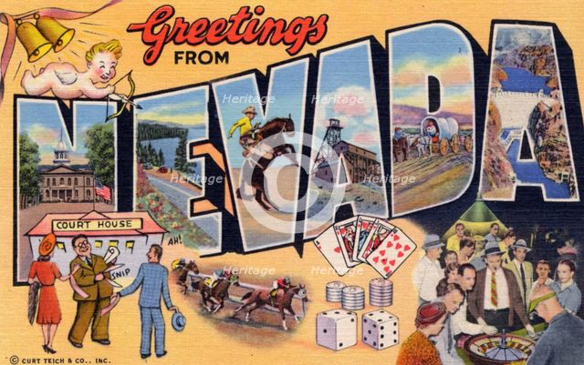 'Greetings from Nevada', postcard, 1941. Artist: Unknown