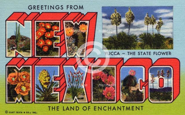 'Greetings from New Mexico, the Land of Enchantment', postcard, 1959. Artist: Unknown