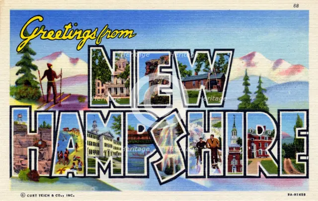 'Greetings from New Hampshire', postcard, 1939. Artist: Unknown