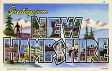 Greetings from New Hampshire postcard, 1939