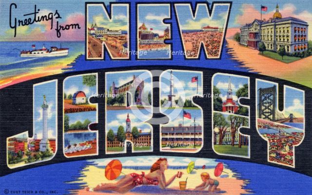 'Greetings from New Jersey', postcard, 1941. Artist: Unknown
