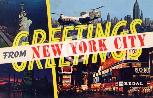 'Greetings from New York City', postcard, 1961. Artist: Unknown