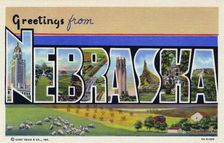 Greetings from Nebraska postcard, 1939