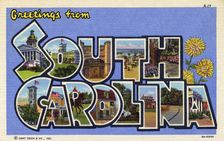 Greetings from South Carolina postcard, 1938