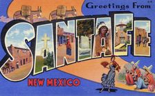 Greetings from Santa Fe, New Mexico postcard, 1937