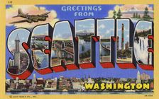 Greetings from Seattle, Washington USA, postcard, 1942