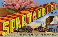 Greetings from Spartanburg, South Carolina postcard, 1944