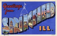 Greetings from Springfield, Illinois postcard, 1935