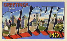 Greetings from St Louis, Mo postcard, 1935