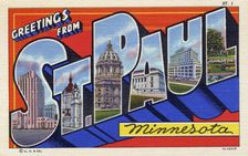 Greetings from St Paul, Minnesota postcard, 1937