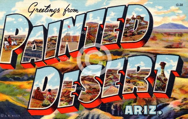 'Greetings from Painted Desert, Arizona', postcard, 1941. Artist: Unknown
