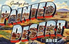 Greetings from Painted Desert, Arizona postcard, 1941