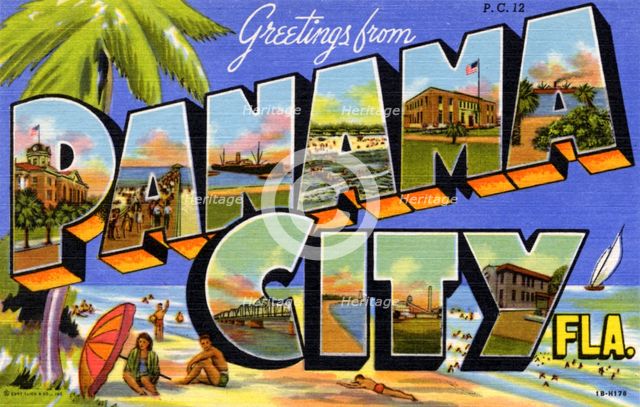 'Greetings from Panama City, Florida', postcard, 1941. Artist: Unknown