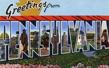 Greetings from Pennsylvania postcard, 1940