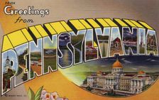 Greetings from Pennsylvania postcard, 1943