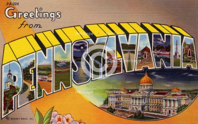 'Greetings from Pennsylvania', postcard, 1943. Artist: Unknown