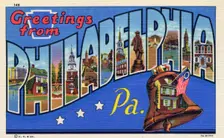 Greetings from Philadelphia, Pennsylvania postcard, 1937