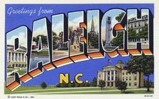 Greetings from Raleigh, North Carolina postcard, 1941