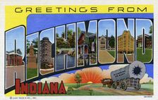 Greetings from Richmond, Indiana postcard, 1940