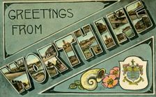 Greetings from Worthing postcard, c1913.Artist: Milton