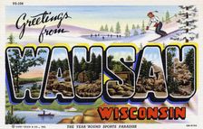 Greetings From Wausau, Wisconsin postcard, 1940